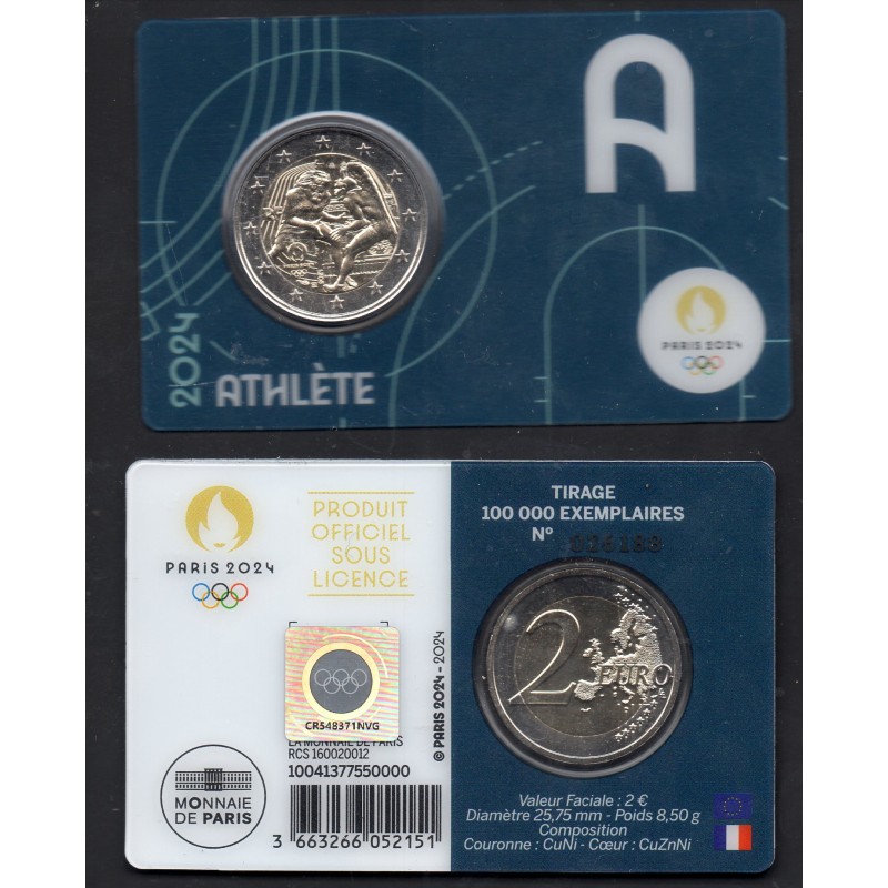 2 euro commémorative France 2024 Jeux olympiques version Athlete pièce de monnaie €