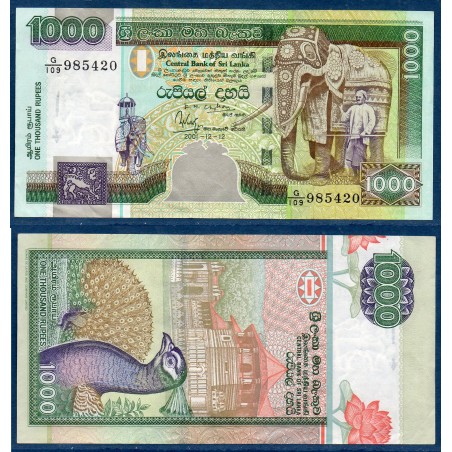 Sri Lanka Pick N°120a, TTB Billet de banque de 1000 Rupees 2001