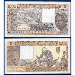 BCEAO Pick 607Hb pour le Niger, Sup Billet de banque de 1000 Francs CFA 1981