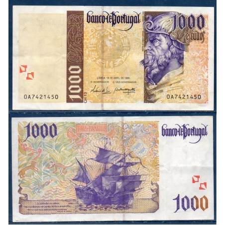Portugal Pick N°188a, TTB Billet de banque de 1000 Escudos 31.10.1996