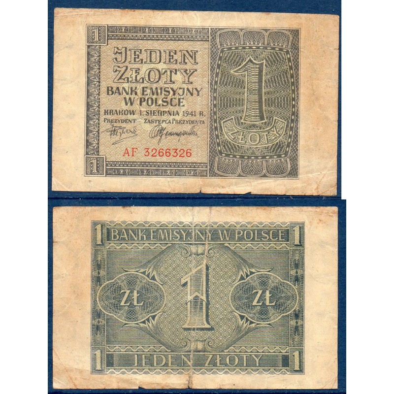 Pologne Pick N°99, TB Billet de banque de 1 zloty 1941