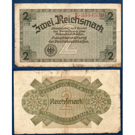 Allemagne Pick N°R137a, B Billet de banque de 2 reichsmark 1940