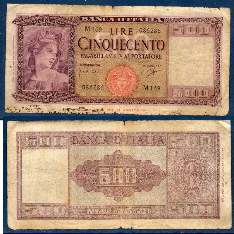 Italie Pick N°80b, B Billet de banque de 500 Lire 1961