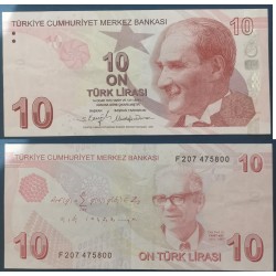 Turquie Pick N°223f, TTB Billet de banque de 10 Lira 2009