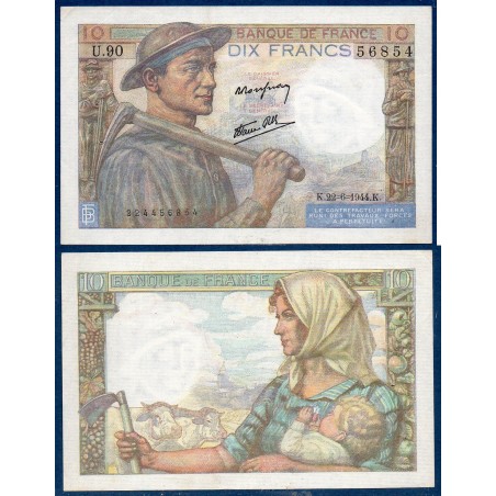 10 Francs Mineur TTB+ 22.6.1944 Billet de la banque de France