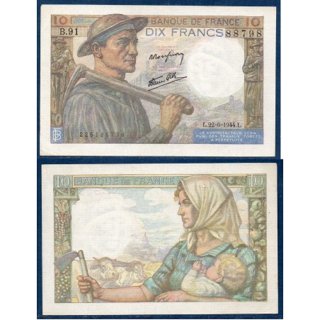 10 Francs Mineur TTB+ 22.6.1944 Billet de la banque de France