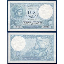 10 Francs Minerve TTB- 23.2.1921 Billet de la banque de France