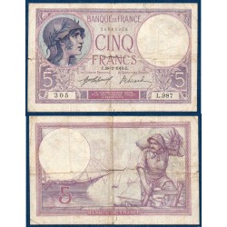 5 Francs Violet B 28.2.1918 B Billet de la banque de France