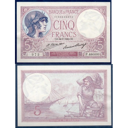 5 Francs Violet Sup 24.3.1932 Billet de la banque de France