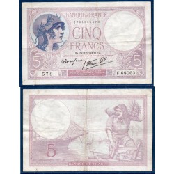5 Francs Violet TB+ 26.12.1940 Billet de la banque de France
