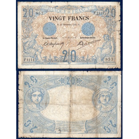 20 Francs Noir B- 28.12.1904 Billet de la banque de France