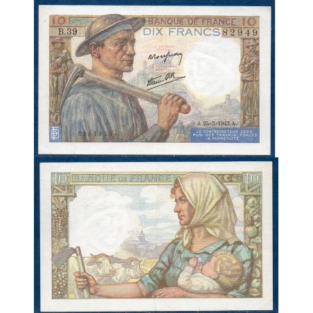 10 Francs Mineur Sup 25.3.1943 Billet de la banque de France