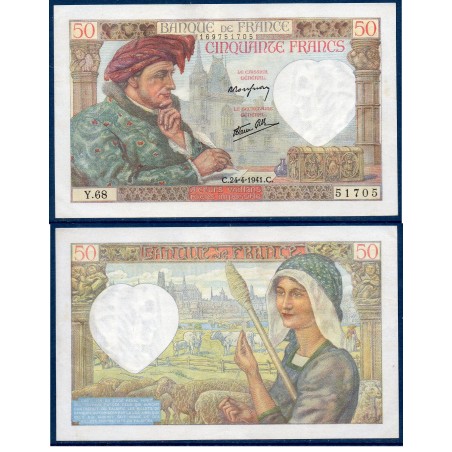 50 Francs Jacques Coeur TTB 24.4.1941 Billet de la banque de France