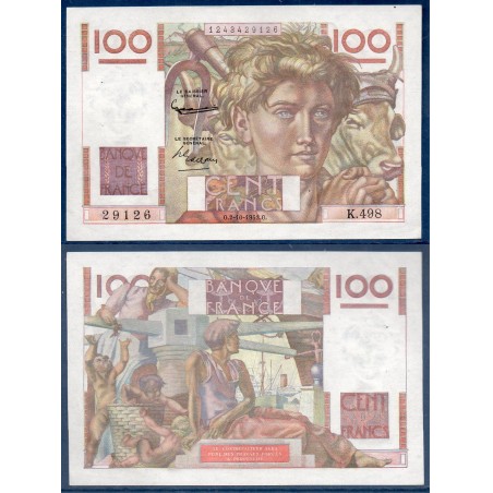 100 Francs Jeune Paysan Spl 2.10.1952 Billet de la banque de France