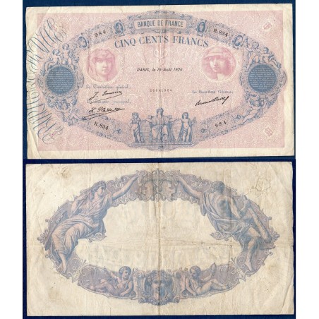 500 Francs Bleu et Rose TB 19.8.1926 Billet de la banque de France