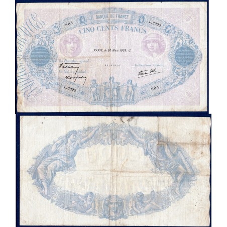 500 Francs Bleu et Rose TB 30.3.1939 Billet de la banque de France