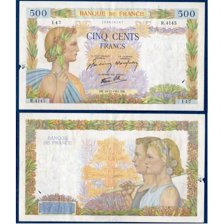 500 Francs La Paix TTB- 18.12.1941 Billet de la banque de France