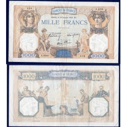 1000 Francs Cérès et Mercure TTB 20.10.1938 Billet de la banque de France