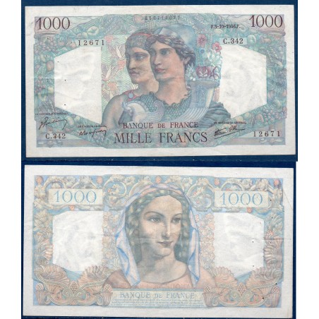 1000 Francs Minerve et Hercule TTB 3.10.1946 Billet de la banque de France
