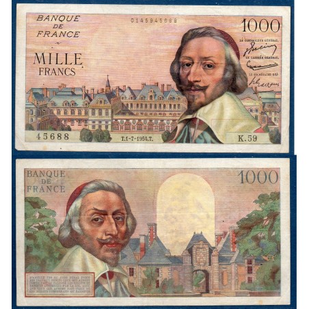 1000 Francs Richelieu TTB- 1.7.1954 Billet de la banque de France