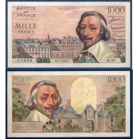 1000 Francs Richelieu TTB 1.7.1954 Billet de la banque de France