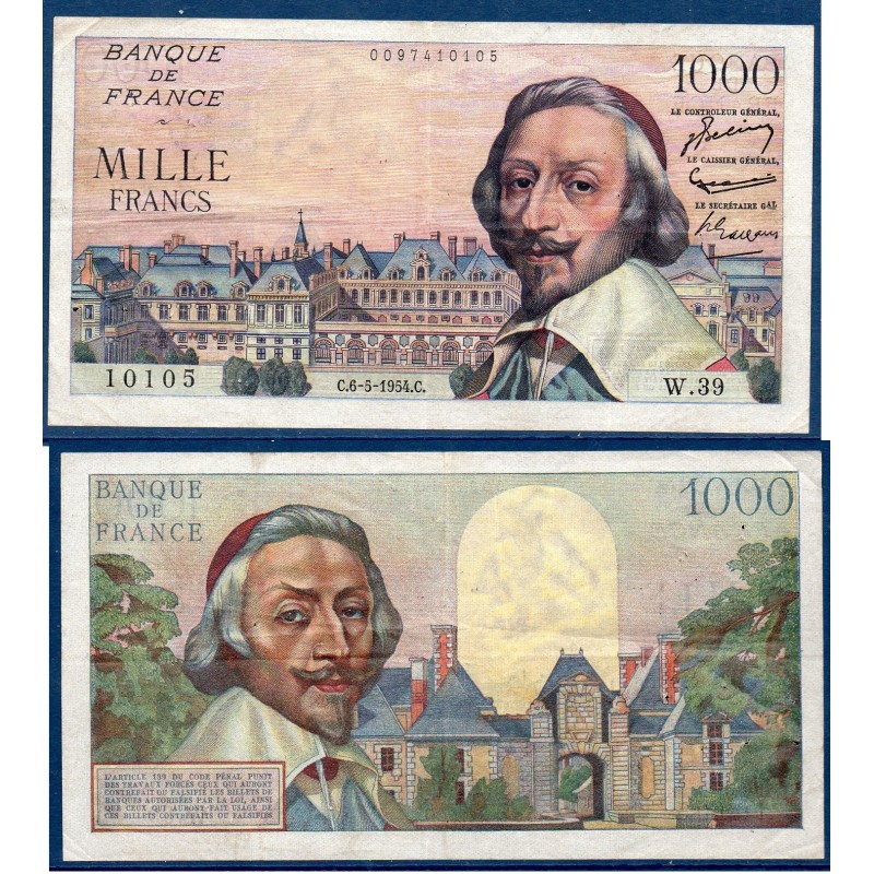 1000 Francs Richelieu TB 6.5.1954 Billet de la banque de France