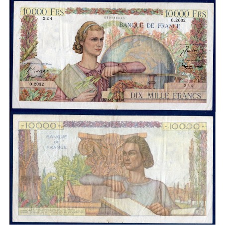 10000 Francs Génie Francais TB+ 6.12.1951 Billet de la banque de France