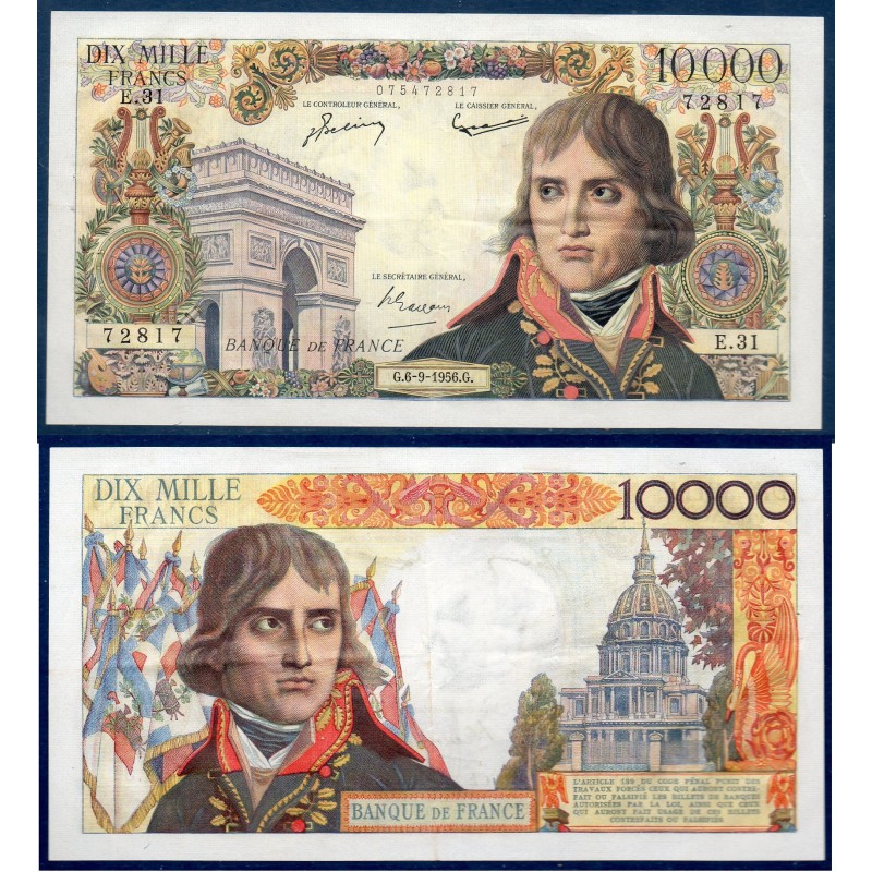 10000 Francs Bonaparte TTB+ 6.9.1956 Billet de la banque de France