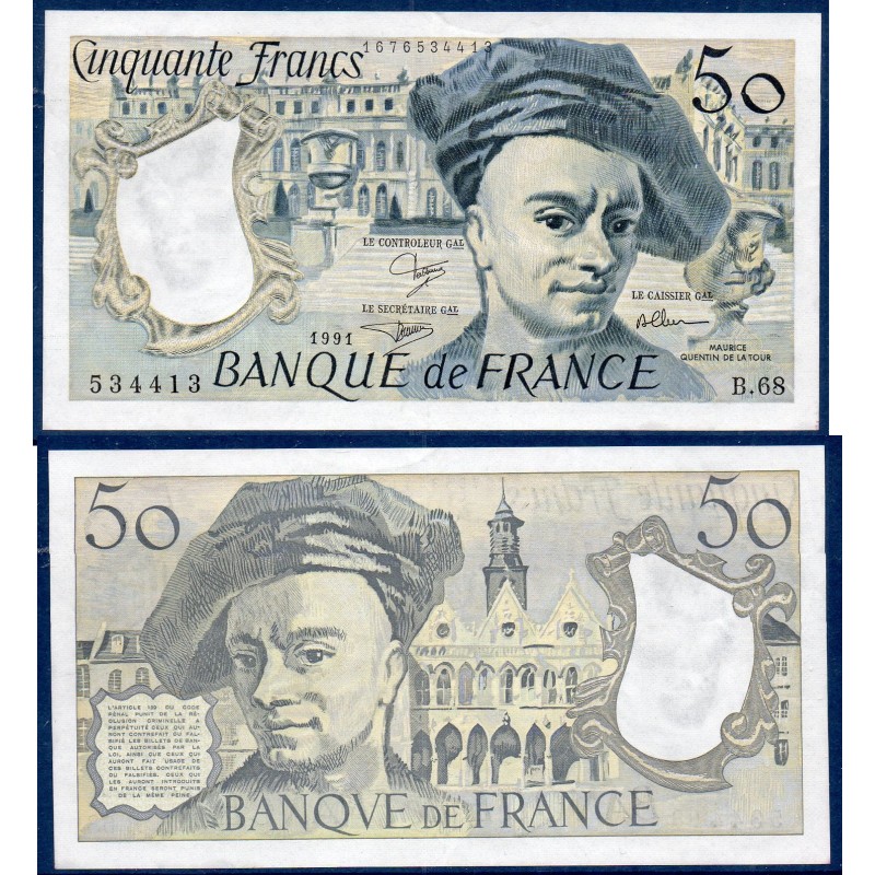 50 Francs Quentin Sup 1991 Billet de la banque de France