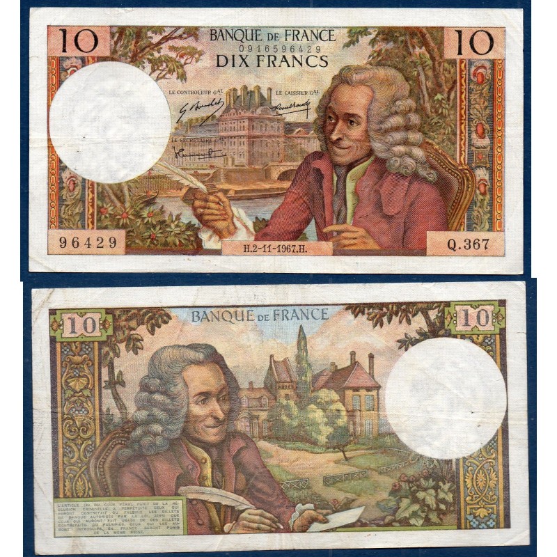 10 Francs Voltaire TB 2.11.1967 Billet de la banque de France