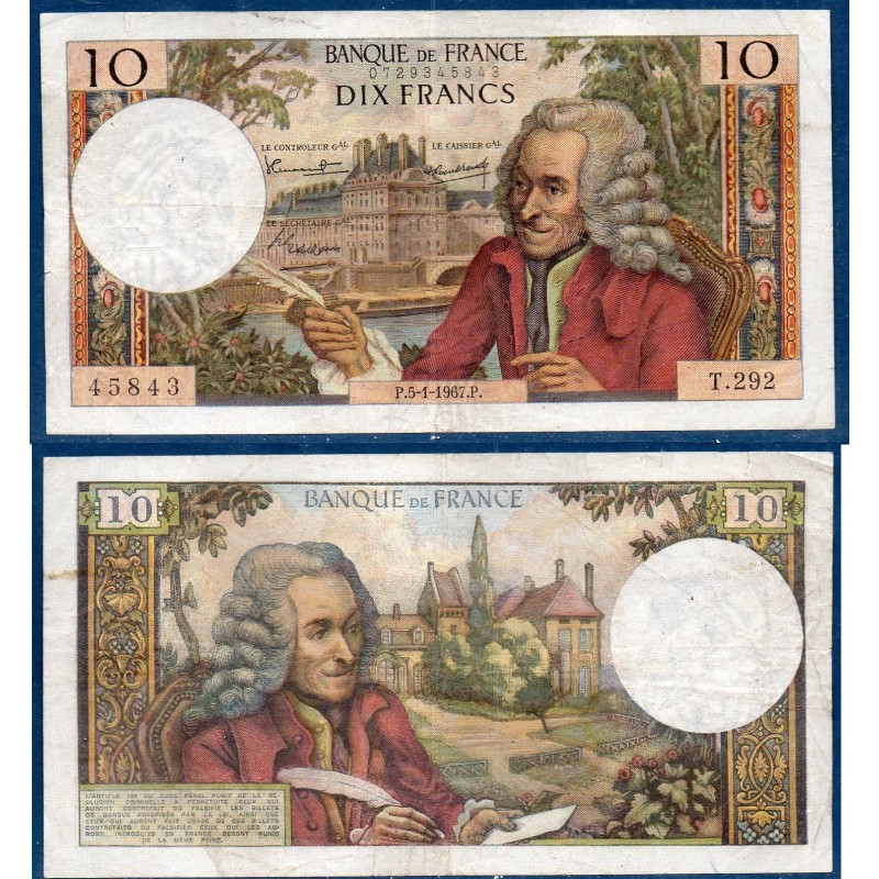 10 Francs Voltaire TB 5.1.1967 Billet de la banque de France