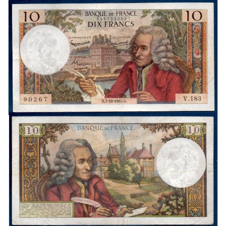 10 Francs Voltaire TB 7.10.1965 Billet de la banque de France