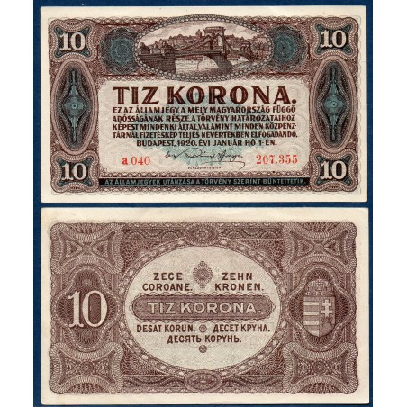 Hongrie Pick N°60, Spl Billet de banque de 10 korona 1920