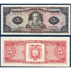 Equateur Pick N°113c, Billet de banque de 5 Sucres 1988