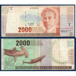 Costa Rica Pick N°265a, Billet de banque de 2000 colones 1997