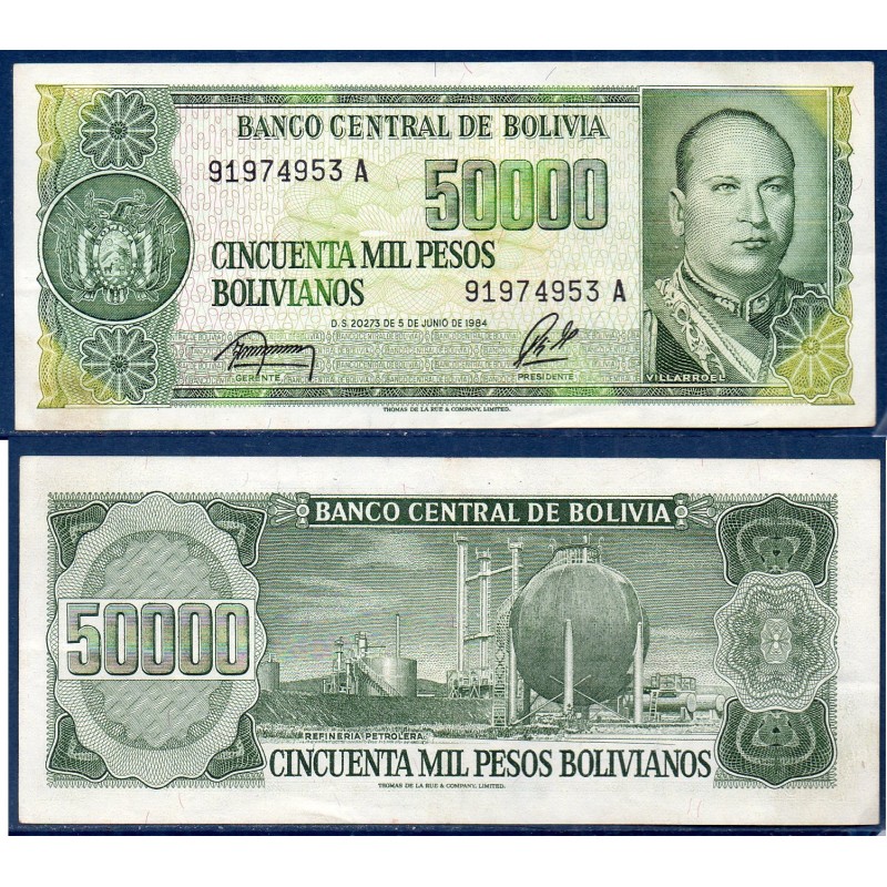 Bolivie Pick N°170a, TTB Billet de banque de 50000 Pesos 1984