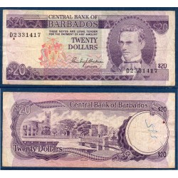 Barbade Pick N°34a, TB Billet de banque de 20 dollars 1973