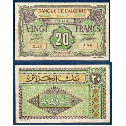 Algérie Pick N°103, TB Billet de banque de 20 Francs 4.6.1948