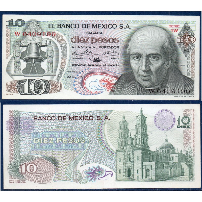 Mexique Pick N°63c, TTB Billet de Banque de 10 pesos 22.7.1970