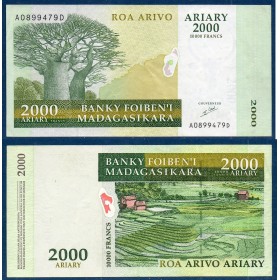 Madagascar Pick N°83, TTB Billet de banque de 2000 Ariary : 10000 Francs 2003