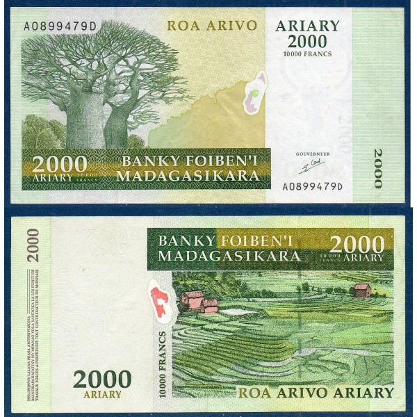Madagascar Pick N°83, TTB Billet de banque de 2000 Ariary : 10000 Francs 2003