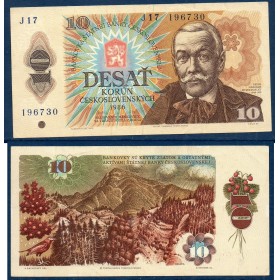 Tchécoslovaquie Pick N°94a, TTB Billet de banque de 10 Korun 1986