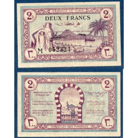 Tunisie P.56, TTB, Billet de 2 francs 15.7.1943 Régence de Tunis