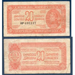 Yougoslavie Pick N°51d, TB Billet de banque de 20 Dinara 1944