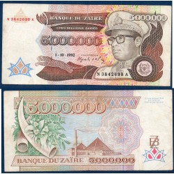 Zaire Pick N°46a, TB Billet de banque de 5000000 Zaires 1992