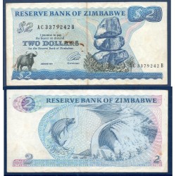Zimbabwe Pick N°1b, TB Billet de banque de 2 Dollars 1994