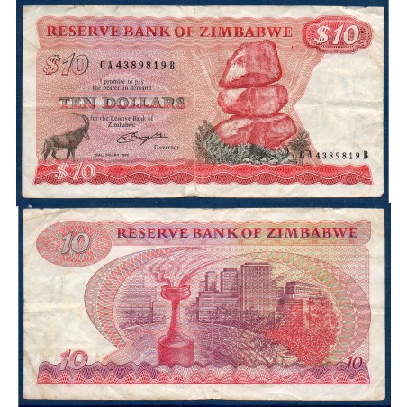 Zimbabwe Pick N°3a, TB Billet de banque de 10 Dollars 1980