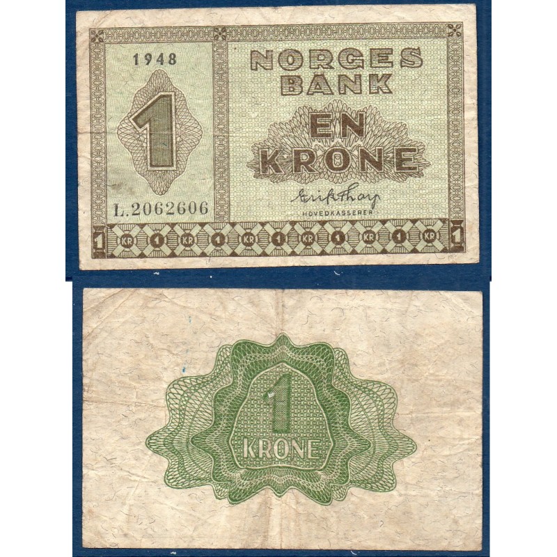 Norvège Pick N°15b, TB Billet de banque de 1 Krone 1946-1950