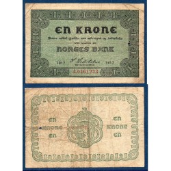 Norvège Pick N°13a, TB Billet de banque de 1 Krone 1917