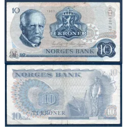 Norvège Pick N°36c, TB Billet de banque de 10 Kroner 1977-1984